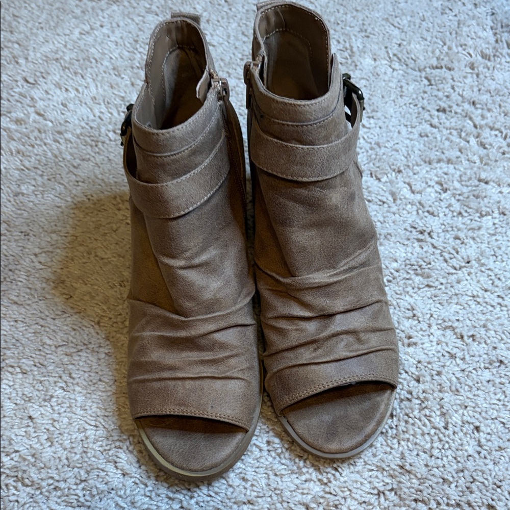 Fergalicious Brown Peep-Toe Ankle Booties